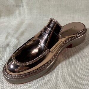 Santoni Rose Gold Metallic/Mirror Sunset Loafer Mules NIB